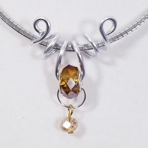 Aluminum Silver Spiral Pendant Golden Yellow Bead